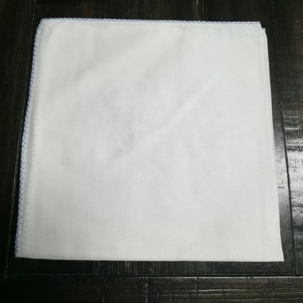 Vintage Embroidered Cloth Napkins White Blue Floral Flower Set of 4 Cottagecore